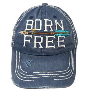 Born Free Strapback Hat Blue One Size Adjustable Embroidered KB ETHOS